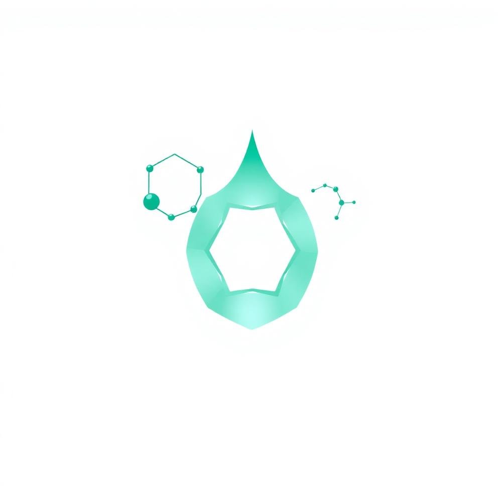 Ilustração de estrutura molecular hexagonal e gota de magnésio